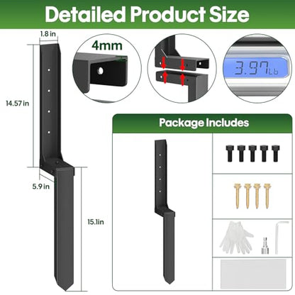 Fence Post Repair Kit 1 Pack, 8mm Double-Layer Post Anchor for Wood Posts