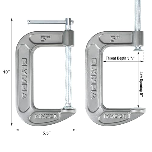 Olympia Tools C-Clamp, 38-145, (5" X 3.25") - size: 5-Inch x 3.25-Inch