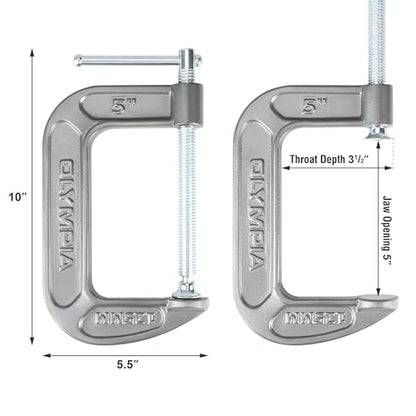 Olympia Tools C-Clamp, 38-145, (5" X 3.25") - size: 5-Inch x 3.25-Inch