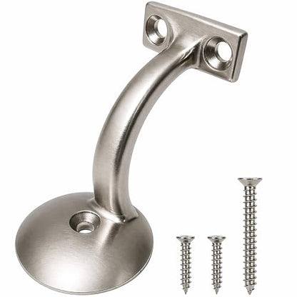 Handrail Bracket Round for Stairways with Mounting Screws - Set of 5 - (Satin Chrome) - DH-B4 - style: Satin Chrome Round
