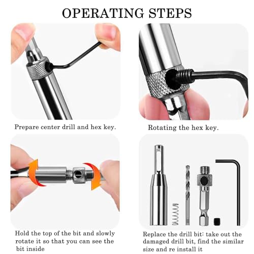 3Pcs HSS Door Window Cabinet Self Centering Hinge Drill Bits Set Center Hinge Drill Bit Mill Tool for Opening Hole-5/64 Inch 7/64 Inch 9/64 Inch for Woodworking Window Door Hinge