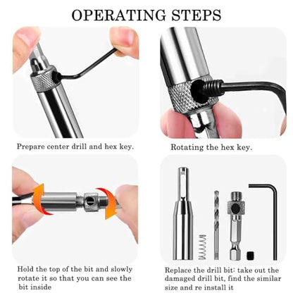 3Pcs HSS Door Window Cabinet Self Centering Hinge Drill Bits Set Center Hinge Drill Bit Mill Tool for Opening Hole-5/64 Inch 7/64 Inch 9/64 Inch for Woodworking Window Door Hinge