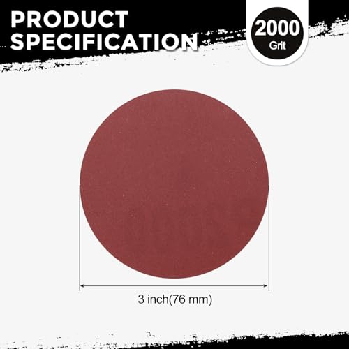 100Pcs Sanding Discs 3Inch 2000Grit Hook and Loop Sandpapers Red - size: 3 Inch(2000 Grit)