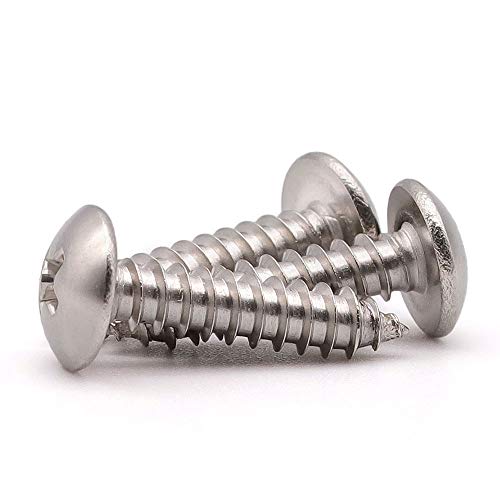 #14 x 5/8" Stainless Steel Truss Head Self Tapping Screws, 304 SS (18-8), Phillips Drive, Corrosion Resistant Screws for Wood, Metal & Sheet Metal Projects, 50 Pack - size: #14 x 5/8"