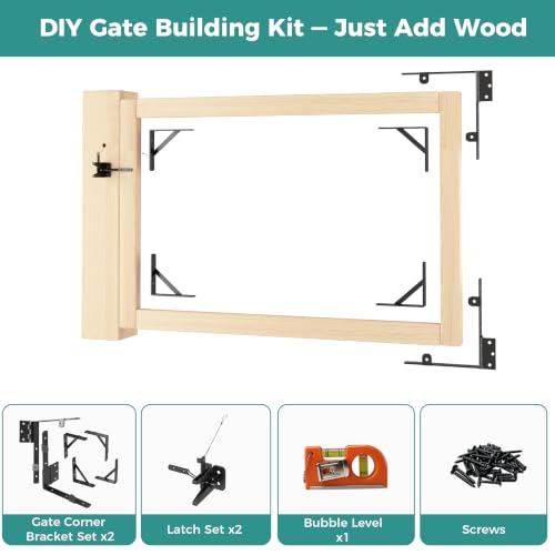 Wooden Gate Hardware Kit, Heavy Duty Anti Sag Outdoor Wood Corner Bracket