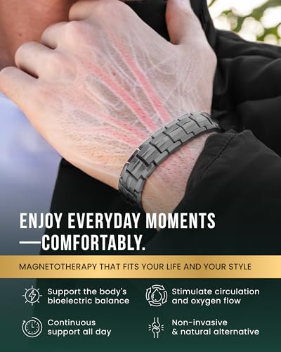 MagnetRX® EllipseMAX 5X Strength Magnetic Bracelets for Men (Gunmetal Gray) - color: Gunmetal Gray, size: 5X Strength - EllipseMAX (5,000 Gauss)