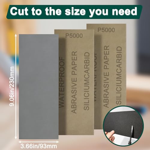 10PCS Sand Paper 5000 Grit Sandpaper Sheets, 9 x 3.6 Inch Wet Dry Sandpaper Sheets, Sand Paper for Metal, Wood Furniture, Automotive and Crafts - color: W-5000 Grit 10pcs