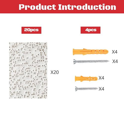 Drywall Anchor Repair Kit,Loose Wall Anchor Fix Patches,Ideal for Drywall and Masonry,Only Wet Can Fix Wall Hole Fast,20 Patches with Anchors and Screws Included.