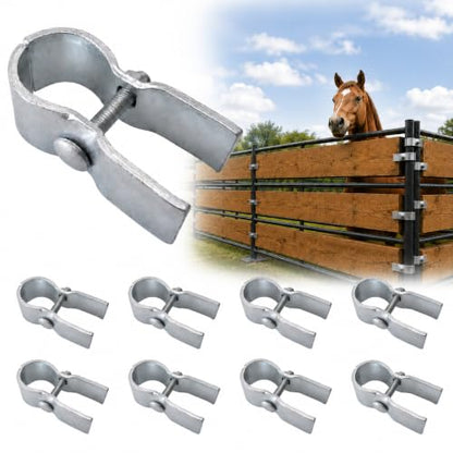 8-Pack Horse Panel Clamps for Wood Boards, Heavy-Duty Galvanized Steel, Fit 1-5/8" Livestock Corral Panels, Securely Attach Lumber to Horse Stalls & Round Pens