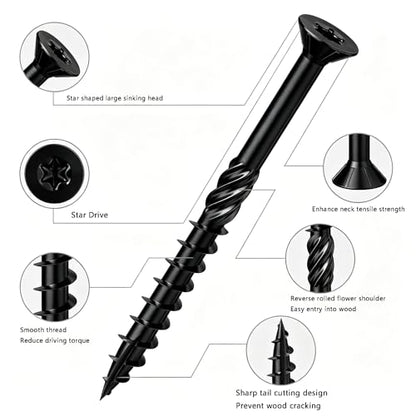 Wensilon 5/16 * 12" Black Deck Screws 13pcs 2lbs 8x300mm Lag Screws - color: Black, size: 5/16*12"