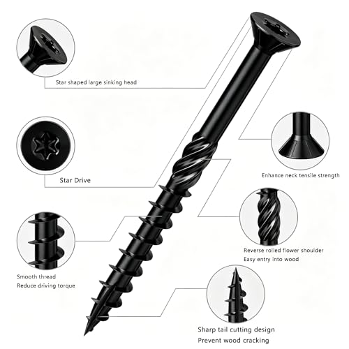 Wensilon 5/16 * 7" Black Deck Screws 23pcs 2lbs 8x175mm Lag Screws - color: Black, size: 5/16*7"