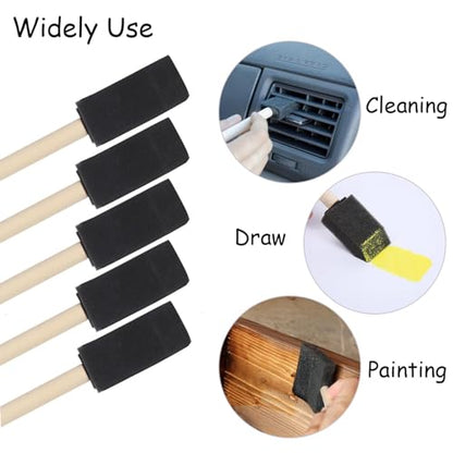 200Pack Foam Paint Brushes 1 inch Bulk, Sponge, for Painting, Blk