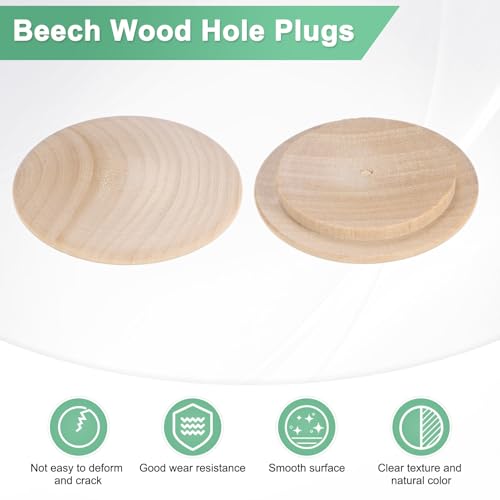 M METERXITY 25-Pack Wood Plugs for Screw Holes, 45 x 35mm Beech Button Wood Top Plugs for Furniture/Stair/Chair/Craft, Flat Head Decorative Wooden Cover - size: 45x35mm