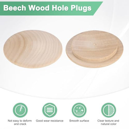 M METERXITY 25-Pack Wood Plugs for Screw Holes, 45 x 35mm Beech Button Wood Top Plugs for Furniture/Stair/Chair/Craft, Flat Head Decorative Wooden Cover - size: 45x35mm