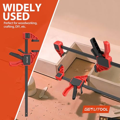 GETLITOOL 2PCS 12-Inch Bar Clamps for Woodworking 165LBS Clamping Force