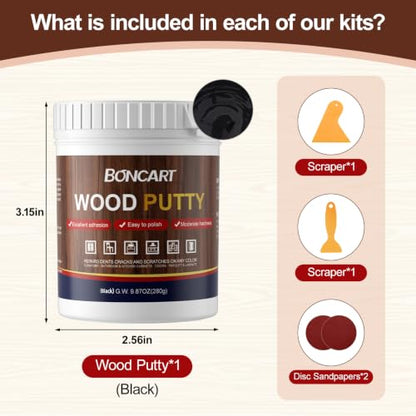 Boncart Wood Filler, 9.87 OZ Black Wood Putty - color: 9.87OZ Black