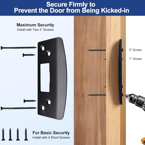 Extra Large Door Strike Plate, Heavy Duty Version, Matte Black - color: Matte Black, size: 1 Pack