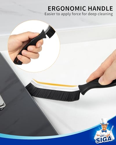 MR.SIGA Crevice Cleaning Brush, Grout Scrub Brush for Corners, Tight Spaces