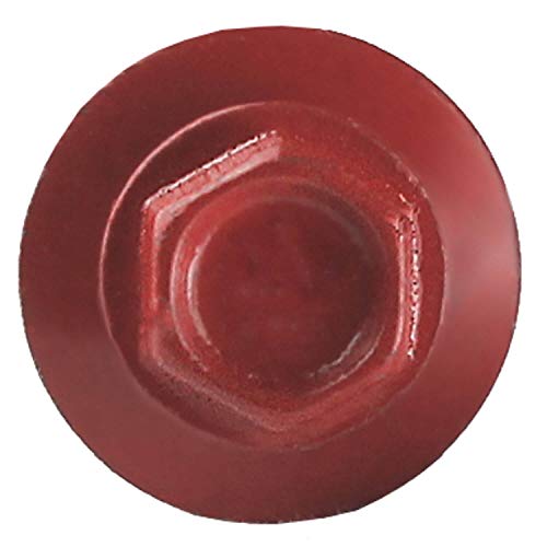14 x 1 Crimson RED Metal Roofing Screws - Hex Washer Head- Self-Starting/Tapping - EPDM Washer. 8 X 250 Bags - 2,000 Screws - color: CRIMSON RED, size: 1"