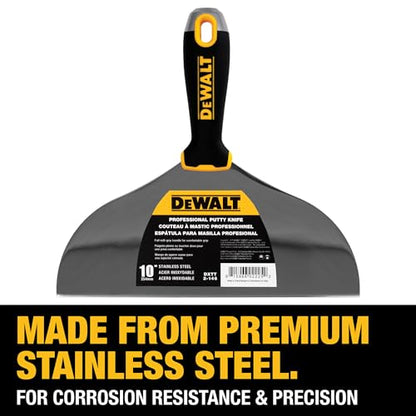 DEWALT 10" Putty Knife | Stainless Steel w/Soft Grip Handle | DXTT-2-146 - size: 10-Inch