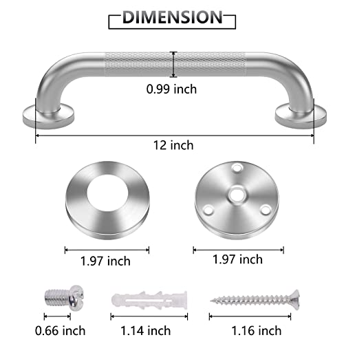 2 Pack 12 Inch Grab Bars for Bathtubs and Showers,Anti Slip Shower Grab Bar - size: 12 Inch