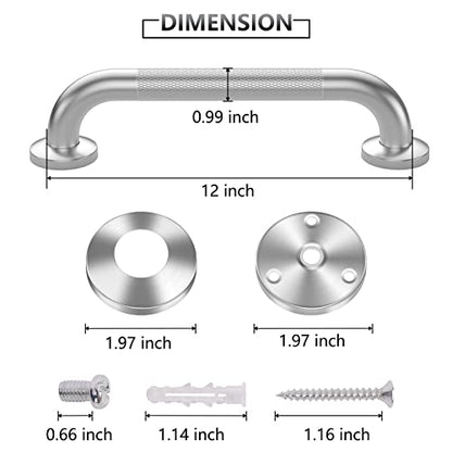 2 Pack 12 Inch Grab Bars for Bathtubs and Showers,Anti Slip Shower Grab Bar - size: 12 Inch