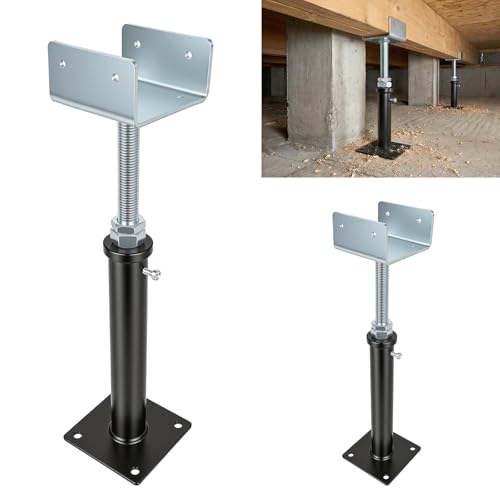 U-Shaped Floor Jack for 4x2, 4x4, 4x6 Joists - Adjustable Steel Telepost Mini Screw Jack U-Head, 11" - 14.5" Adjustment Range, 2 Pack - size: 11" - 14.5"