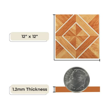 Tivoli Peel & Stick Vinyl Floor Tiles, 45-Pack, 12 x 12 in, White - color: WhtBrdr Inld Prqt