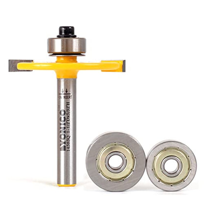 YONICO Biscuit Cutter Joint Slot Router Bit & Bearing Set 1/4-Inch Shank 14383q - style: Biscuit Cutter & 3 Bearing Set - 1/4" Shank