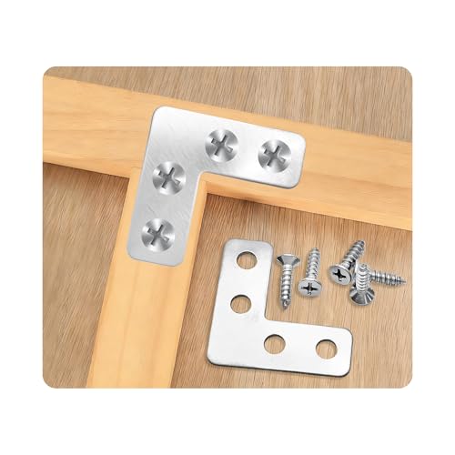 15Pcs 1.5"x1.5" L Shape Flat Corner Bracket, Stainless Steel Angle Plate, Heavy Duty Repair Brace with Screws for Wood, Furniture, Cabinets, Shelves, Metal Frame, Right Angle Mending Plate - size: 1.5"x1.5"