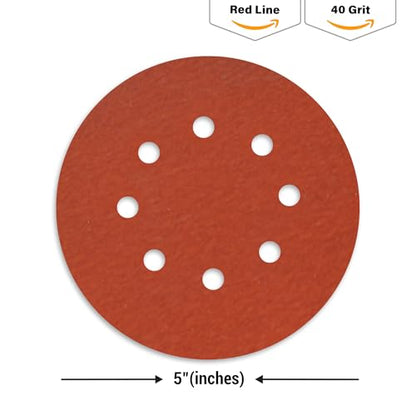 Indasa 5" Rhynogrip 50 PCS Sanding Discs 120 Grit – 8-Hole Hook & Loop, Dust-Free, – High-Performance Abrasive, Woodworking & Metal Finishing – Aluminum Oxide + Lubricant Coating