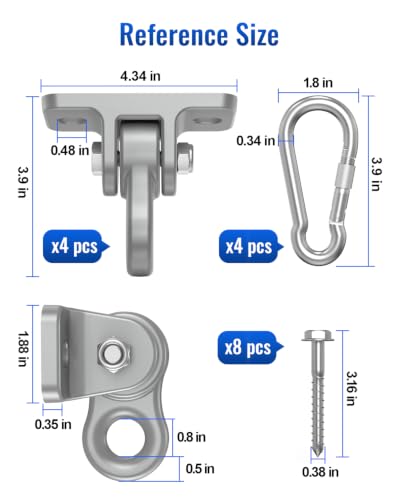 Heavy Duty Swing Hangers, Indoor-Outdoor Hooks, 2-Pack - color: 2 Pack Silver