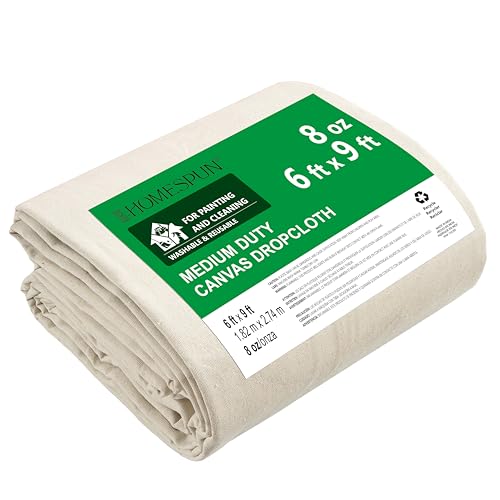 HOMESPUN Absorbent Machine-Washable Cotton Canvas Drop Cloth 6 x 9 ft - size: 6 ft x 9 ft