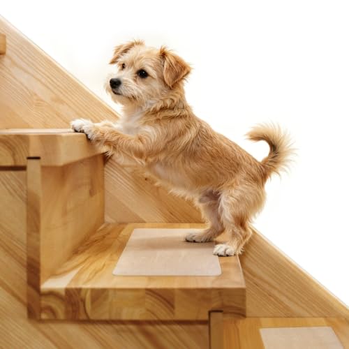 Butizone Non Slip Stair Treads 32"x4", Clear Anti Slip Strips for Wooden Steps Indoor, Transparent and Waterproof Grip Tape, Safety for Elderly and Dogs,18-Pack - size: 4" X 32"