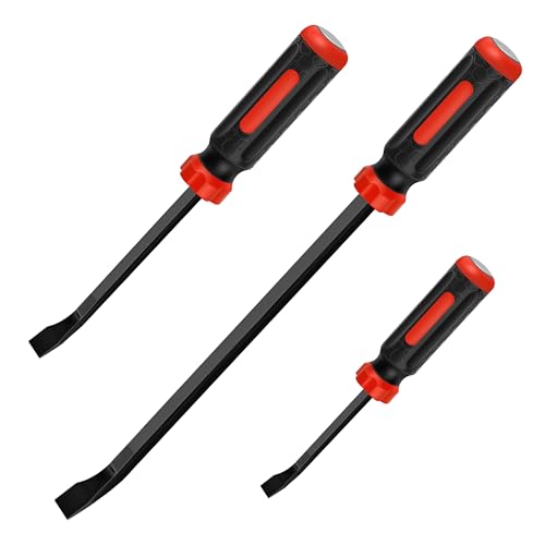 C&T 3-Piece Heavy Duty Pry Bar Set, 8",12",18", Black & Red