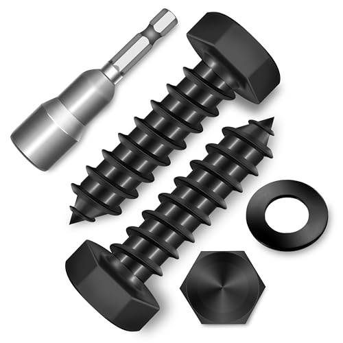 (12-Set) 3/8 x 1-1/4" Lag Screws, Stainless Steel Heavy Duty Hex Head Lag Bolts for Wood, Commercial/Industrial Grade 1/4 Bolts, Mounting Screws Bolts Kit, Black Oxided by Marysino - color: Black, size: 3/8 x 1-1/4"