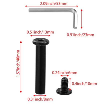 20 Sets M6 x 40mm Black Binding Post Screws,Hex Drive Rivet Socket - size: M6 x 40mm