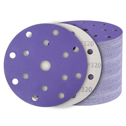 50Pcs 6 Inch Sanding Discs 320 Grit, Hook and Loop Orbital Sandpaper - style: 320Grit-50Pcs