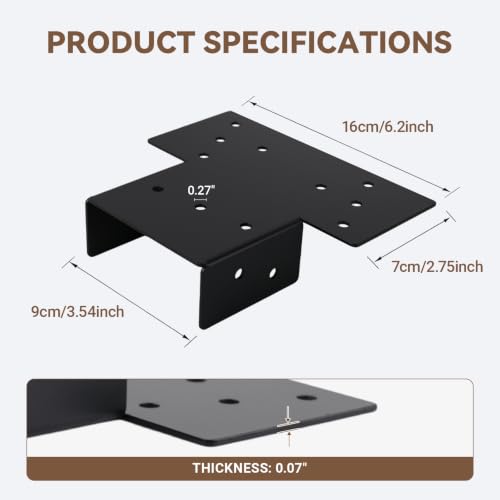 4PCS Brackets 4"x4"(Actual 3.5"x3.5") ,Joist Anchor Connector