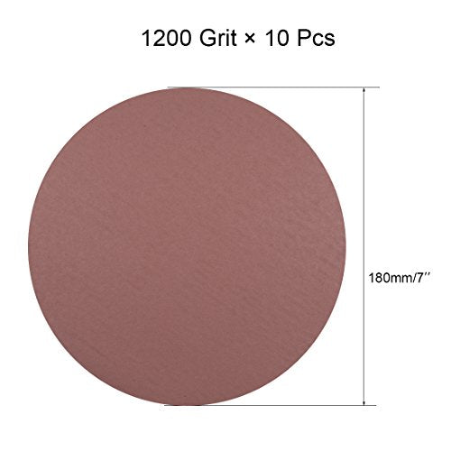 uxcell 10Pcs 7 Inch Hook and Loop Sanding Disc 1200 Grits Flocking Sandpaper for Random Orbit Sander Brown - size: 1200 Grit
