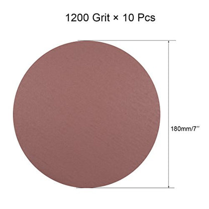 uxcell 10Pcs 7 Inch Hook and Loop Sanding Disc 1200 Grits Flocking Sandpaper for Random Orbit Sander Brown - size: 1200 Grit