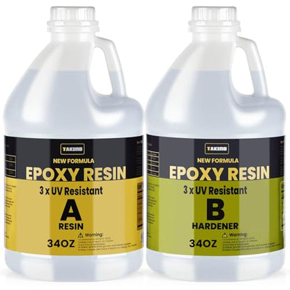 68OZ 3×UV Resistant Resin Kit,No Bubble & Crystal Clear Epoxy Resin for Coating, Casting, Table Top,DIY, Bar Top, River Tables, Resin Art, Wood with High Gloss Finish - size: 68 OZ