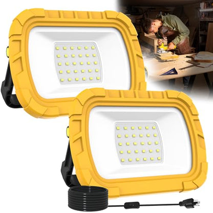 6500K Portable LED Work Light on Stand for Workshop Garage 2 Pack Lighting - size: 2 Pack