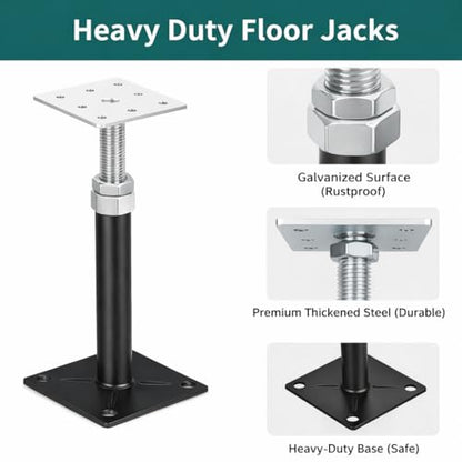 4PCS Adjustable House Floor Jacks for Leveling, 5" - 8" Adjust - color: Black