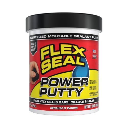 Flex Seal Power Putty, Moldable Waterproof Rubberized Sealant, Instantly Fills Gaps, Cracks, or Holes, Removable Reusable, Works Underwater, Pipes, Marine, Auto, RV, Metal, Plastic, Wood, Black 16 oz - color: Black, size: 16 oz