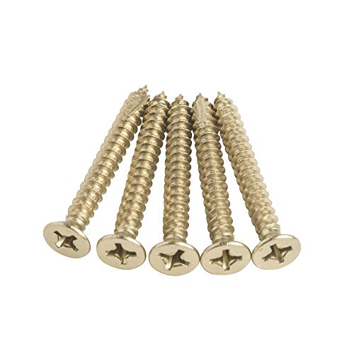 Wood Screws for Door Hinges DIY Cabinets Polished Brass 9 x 1.5 Inch 24-pk - color: Bright Polished Brass