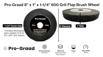 Flap Brush Finishing Wheel 8" x 1", Gray P600 Grit, 1 Pack - style: 8" x 1" x 1-1/4" Grey