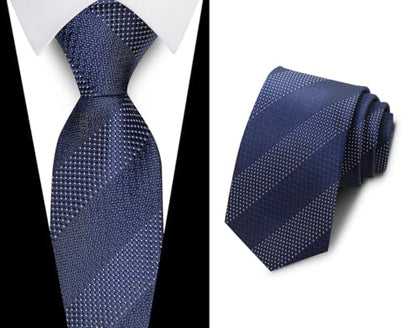 joy alice Tie For Men 6 PCS Necktie Woven Jacquard Neck Ties Set Neck Ties - color: Navy Blue White Black Black Sky Blue Red Navy Blue