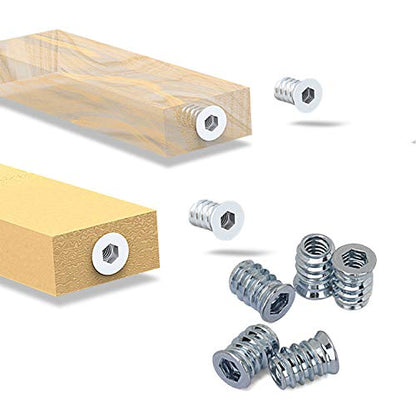OIIKI 40 Pack Threaded Inserts, 1/4"-20 x 15mm, Silver - color: 40 pack, silver