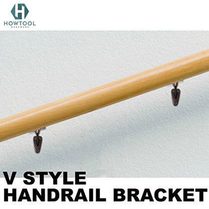 Handrail Bracket Heavy Duty Wall Mounted Antique Bronze V Style, 3 Pack | HOWTOOL - color: Antique Bronze